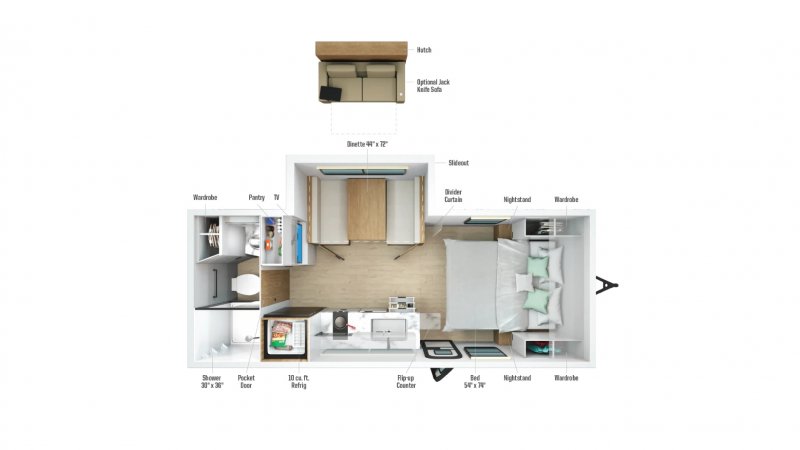 2026 WINNEBAGO Micro Minnie 2108FBS Floorplan