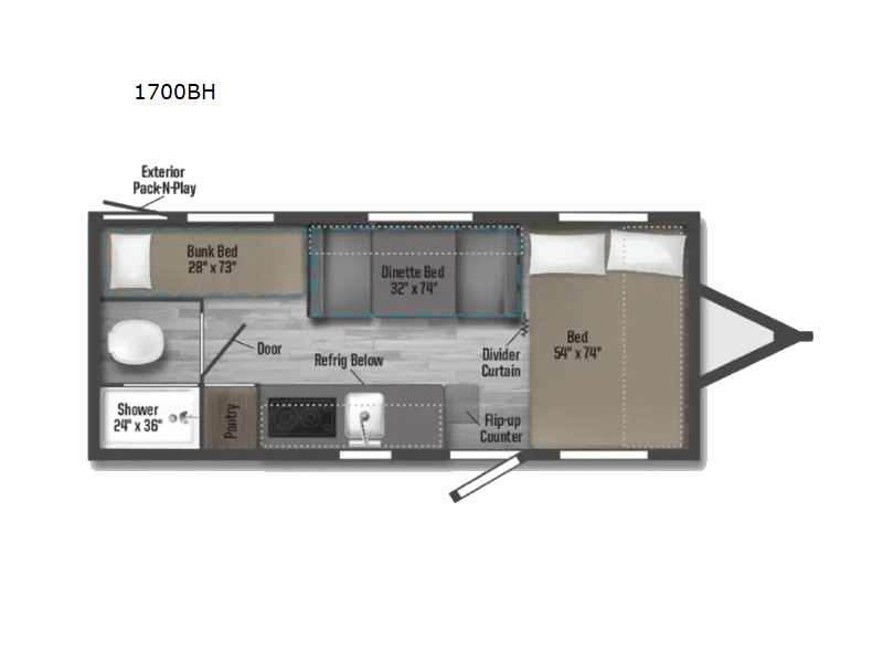 2022 WINNEBAGO MICRO MINNIE 1700BH Floorplan