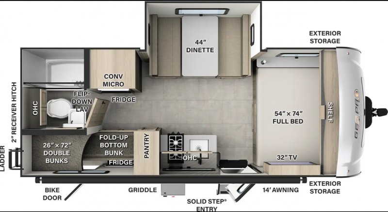 2025 FOREST RIVER ROCKWOOD GEO PRO 20BH Floorplan