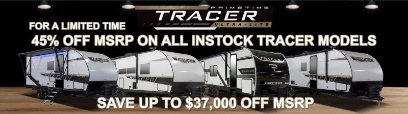Slide Image - Save 45% off MSRP On All Instock Tracer Trailers 